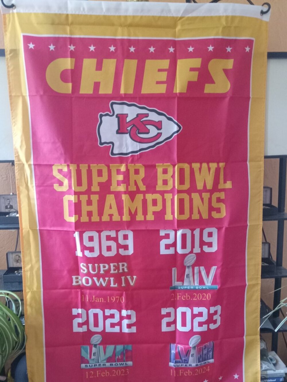 Kansas City Chiefs Vertical 4x Super Bowl NFL 3X5 Feet Flag Banner Pole or Wall